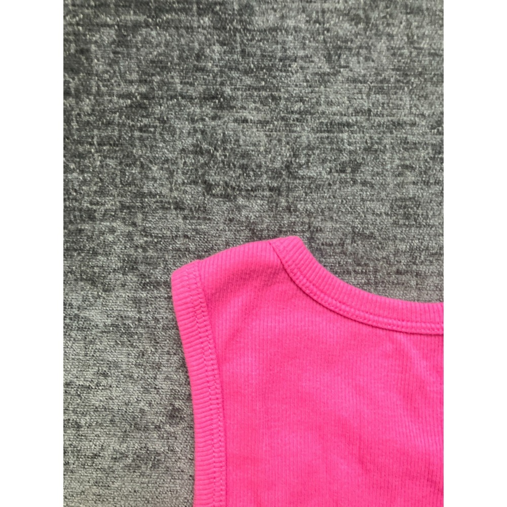 No Boundaries Tank Top Womens Medium 8/10 Hot Pink Ribbed Knit Cotton Round Neck - Picture 11 of 16